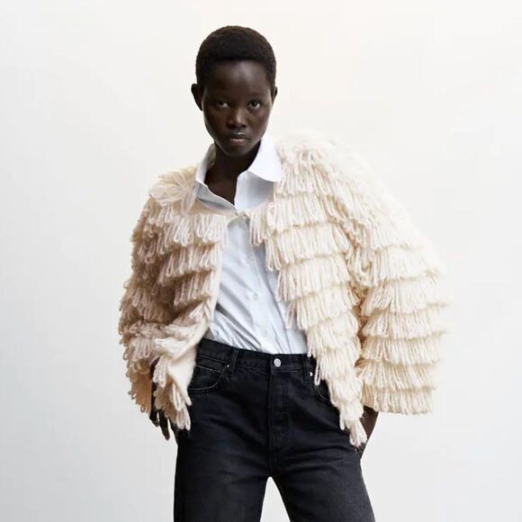 Mango Fringe Waterfall Cardigan New - Picture 5 of 7